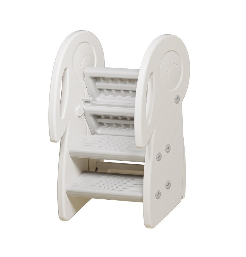 Nichiduta Garden Inaltator pentru copii Step Stool White cu trei trepte prevazut cu manere de prindere laterale si trepte antiderapante cu striatii dimesniune 45 x 52 x 65 cm