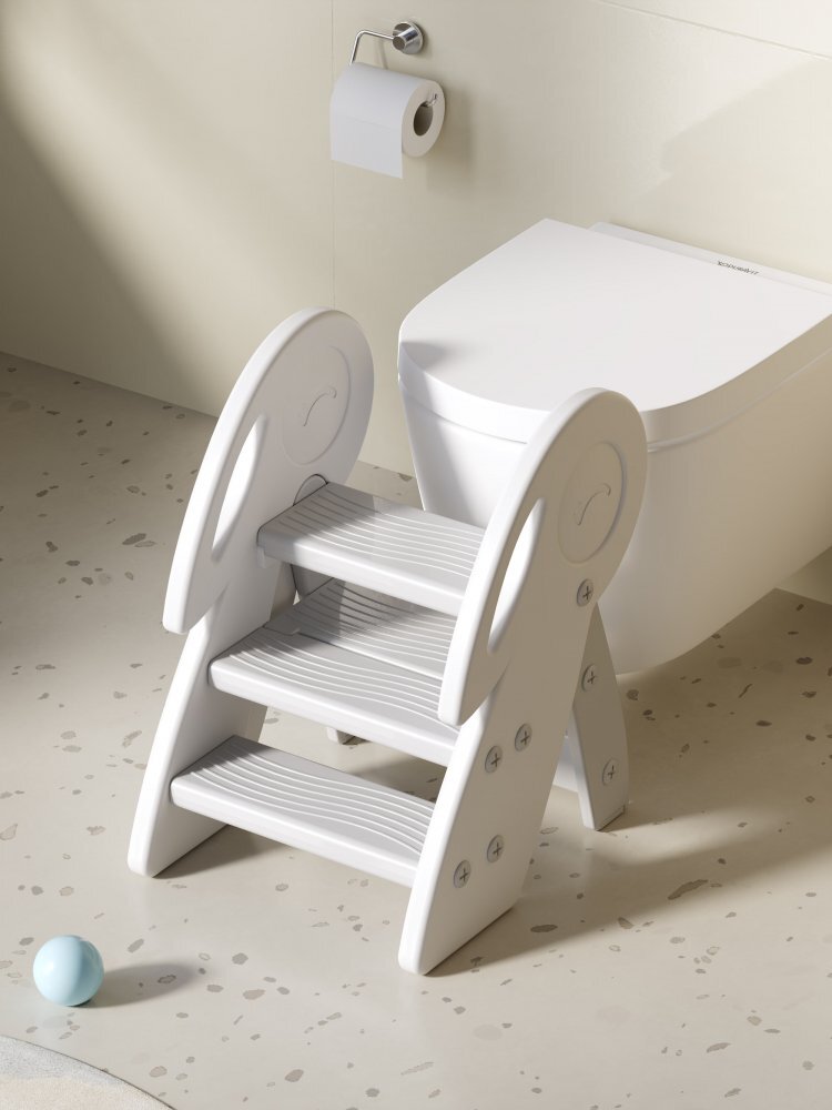 Nichiduta Garden Inaltator pentru copii Step Stool White cu trei trepte prevazut cu manere de prindere laterale si trepte antiderapante cu striatii dimesniune 45 x 52 x 65 cm