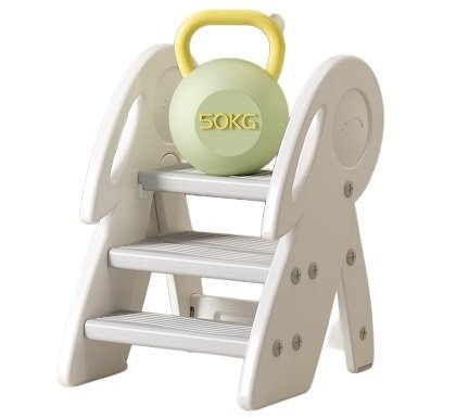 Nichiduta Garden Inaltator pentru copii Step Stool White cu trei trepte prevazut cu manere de prindere laterale si trepte antiderapante cu striatii dimesniune 45 x 52 x 65 cm