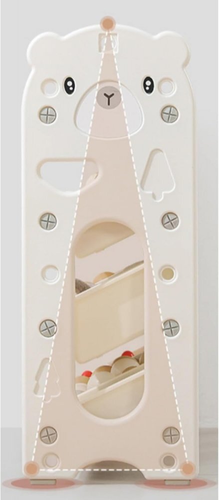Nichiduta Garden Organizator pentru copii Pink Bear cu rafturi deschise pe 3 nivele include 5 cutii mici si 2 cutii mari dimensiune 66 x 33 x 66 cm