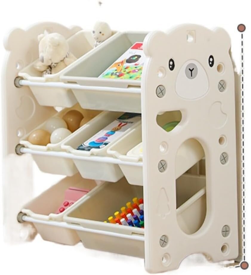 Nichiduta Garden Organizator pentru copii White Bear cu rafturi deschise pe 3 nivele include 5 cutii mici si 2 cutii mari dimensiune 66 x 33 x 66 cm