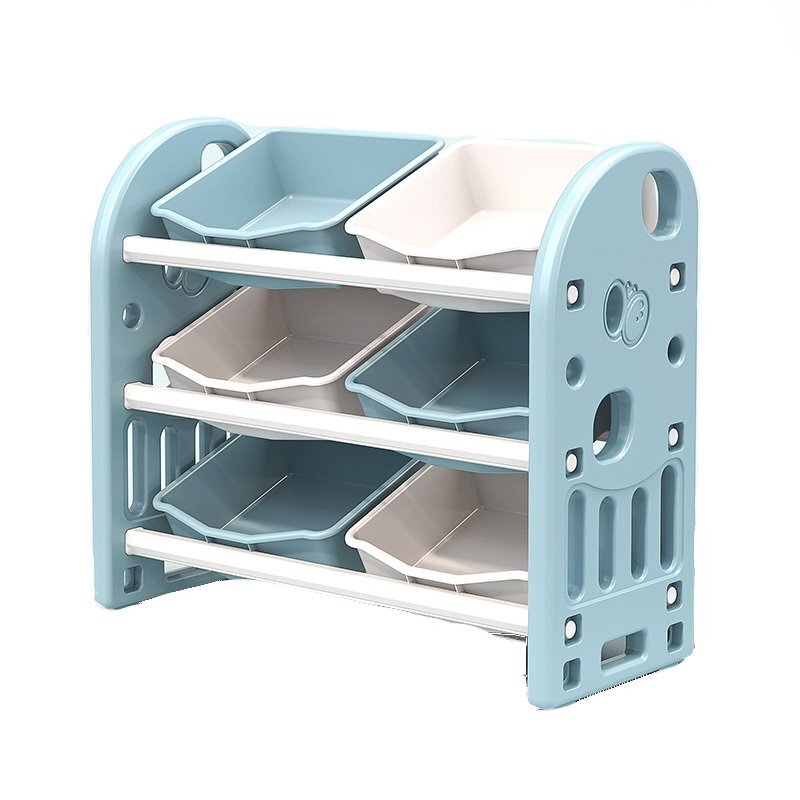 Nichiduta Garden Organizator pentru jucarii Butterfly Blue cu 3 nivele si 6 cutii depozitare margini rotunjite 77x66x32 cm