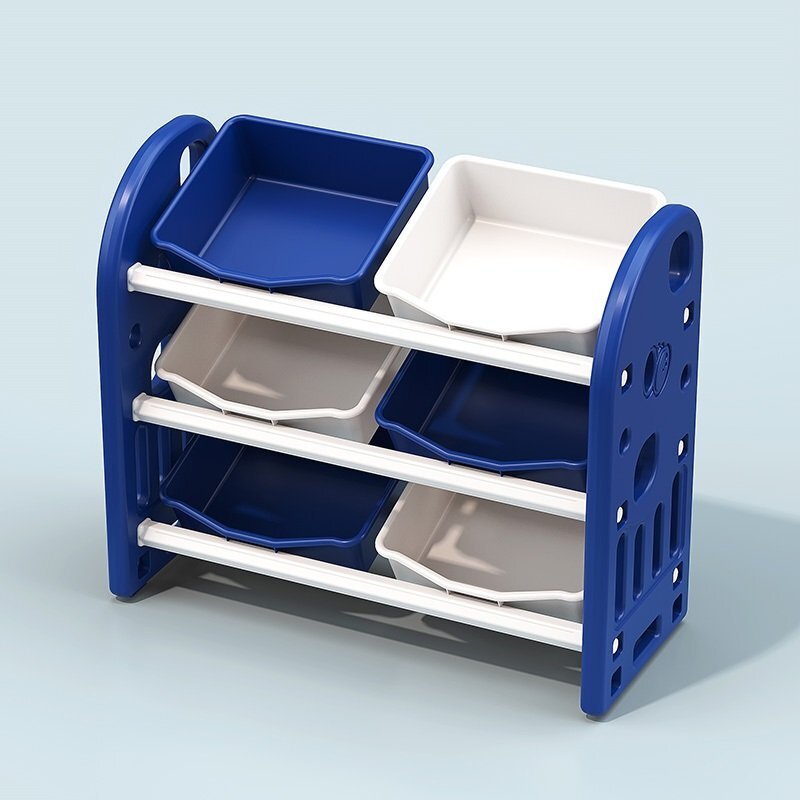 Nichiduta Garden Organizator pentru jucarii Butterfly Dark Blue cu 3 nivele si 6 cutii depozitare margini rotunjite 77x66x32 cm