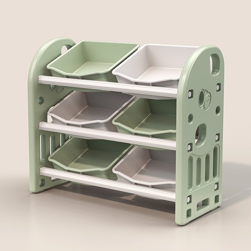 Nichiduta Garden Organizator pentru jucarii Butterfly Green cu 3 nivele si 6 cutii depozitare margini rotunjite 77x66x32 cm