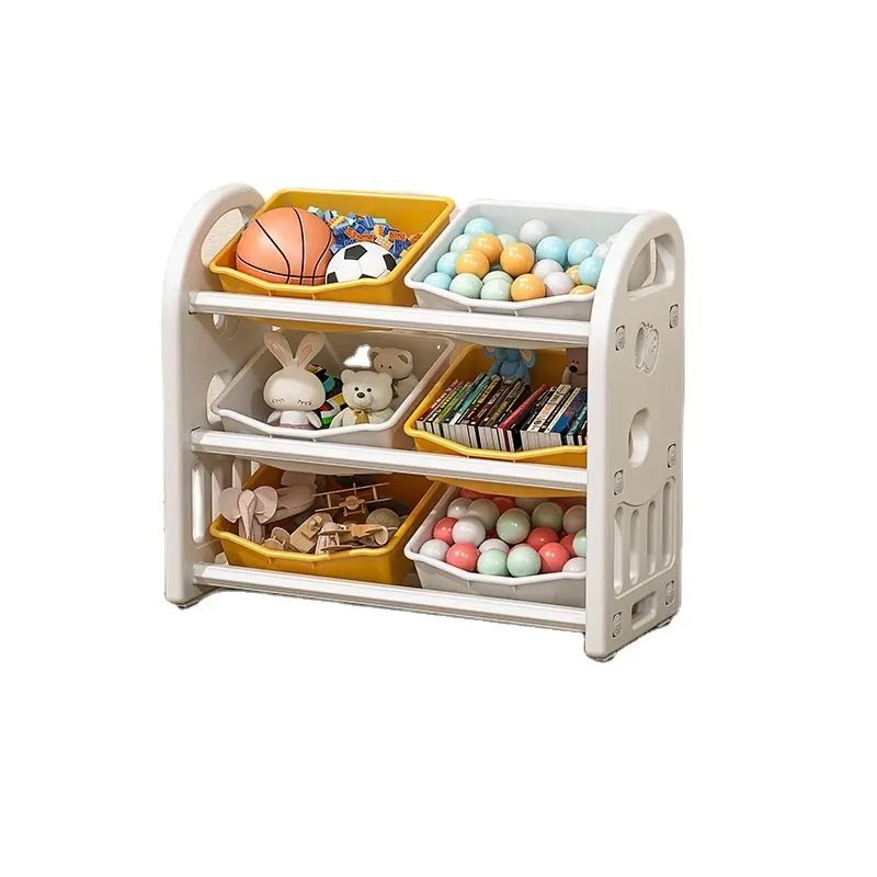 Nichiduta Garden Organizator pentru jucarii Butterfly Yellow cu 3 nivele si 6 cutii depozitare margini rotunjite 77x66x32 cm