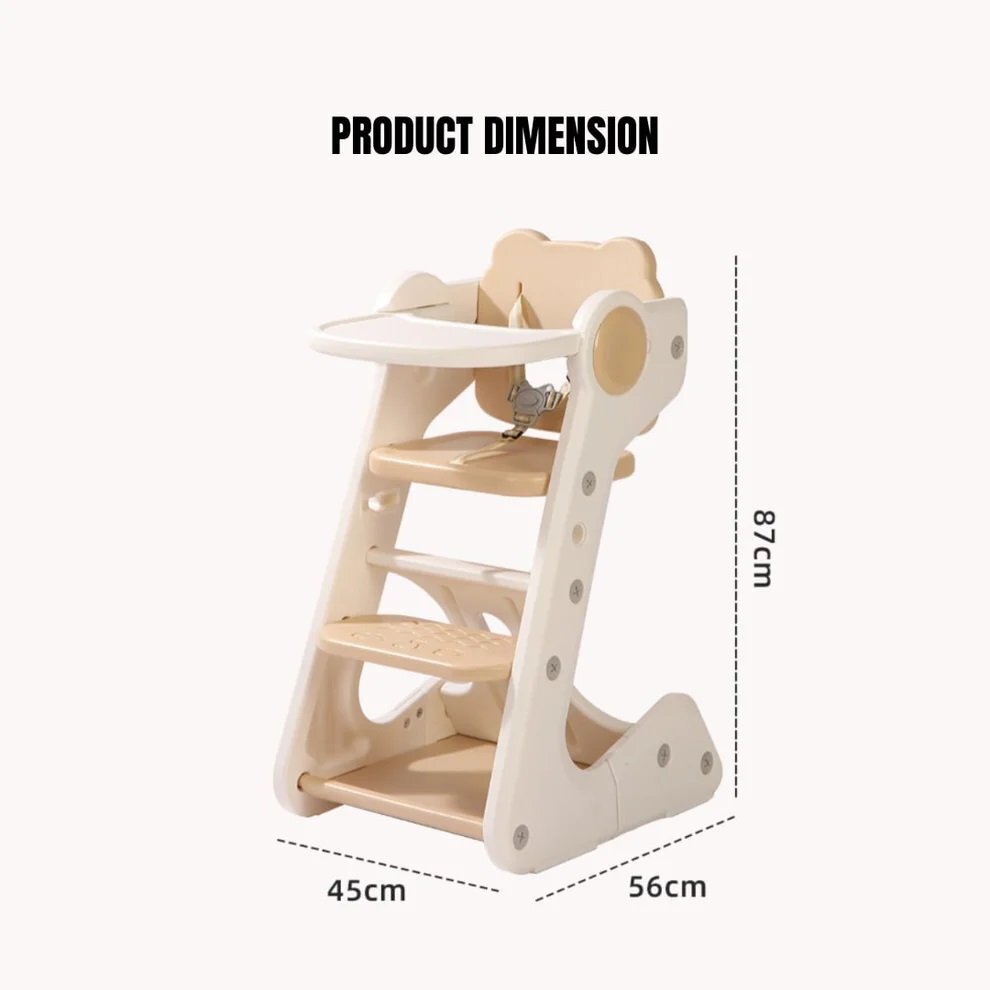 Nichiduta Garden Scaun de masa pentru copii Brown Bear utilizare multipla cu tavita reglabila si detasabila spatiu de depozitare dimesniune 87 x 45 x 56 cm