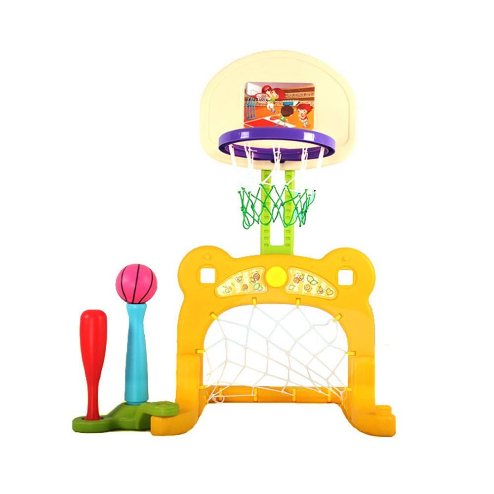 Nichiduta Garden Set de joaca 3 in 1 Sport Yellow cu Poarta fotbal Cos baschet cu inaltime reglabila 61x53x99 cm