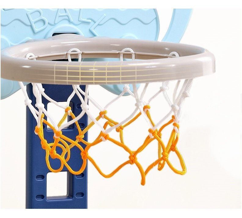 Nichiduta Garden Set de joaca 4 in 1 Dolphin Blue cu Poarta fotbal Cos de baschet cu inaltime reglabila Cosa si minge de golf Joc de indemanare cu inele