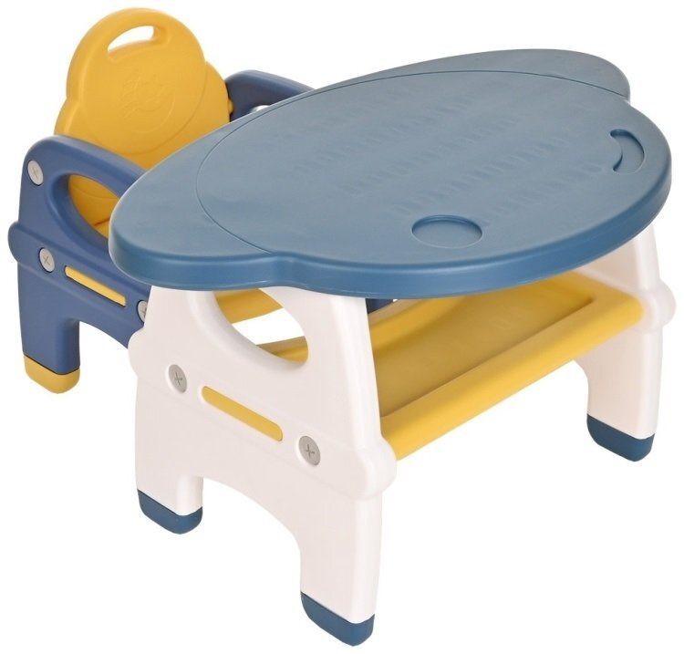 Nichiduta Garden Set masuta 82.5 x 52 x 48.5 cm si 2 scaunele ergonomice cu spatar si manere laterale pentru copii Yellow varsta 3-6 ani
