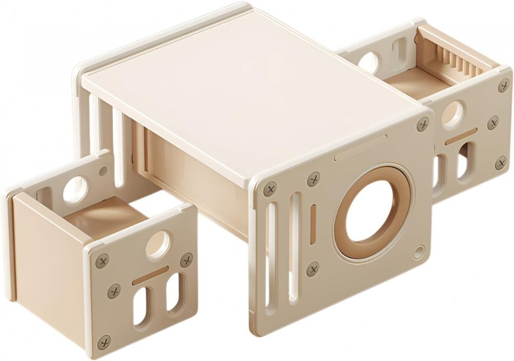 Nichiduta Garden Set mobilier pentru copii BrownWhite sistem modular compus din birou si 2 scaunele multifunctional ergonomic