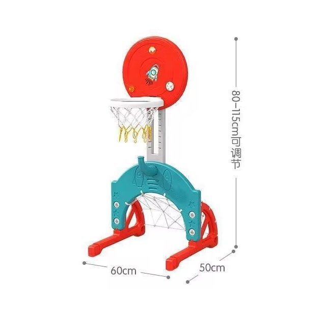Nichiduta Garden Spatiu de joaca 4 in 1 Tower Blue cu tobogan leagan cu bara de protectie detasabila jucarie muzicala cos de baschet minge si poarta de fotbal