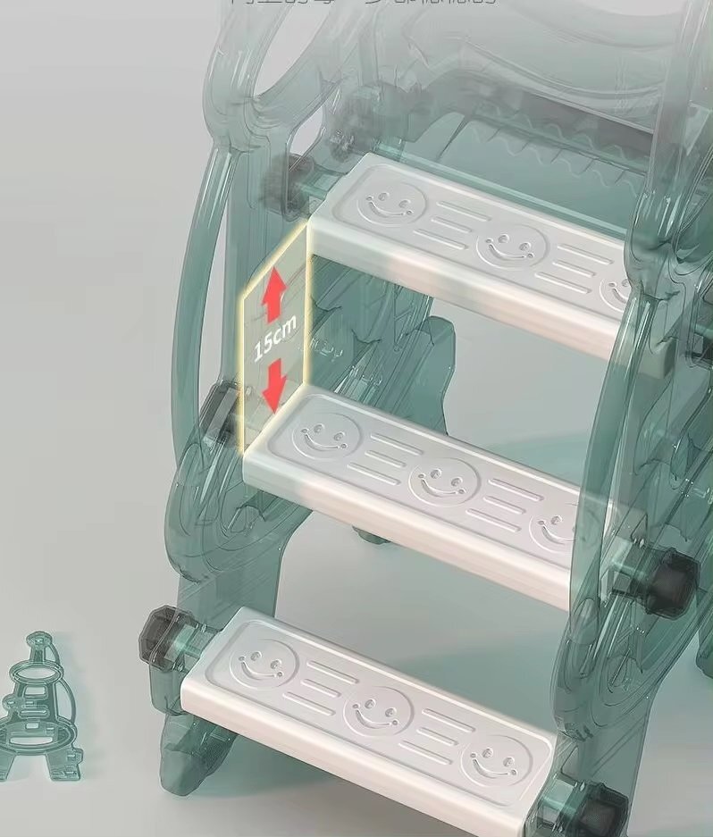 Nichiduta Garden Spatiu de joaca 4 in 1 Tower Blue cu tobogan leagan cu bara de protectie detasabila jucarie muzicala cos de baschet minge si poarta de fotbal
