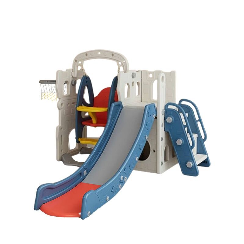 Nichiduta Garden Spatiu de joaca pentru copii 3 in 1 Blue cu platforma tobogan leagan cu bara de protectie detasabila cos de baschet