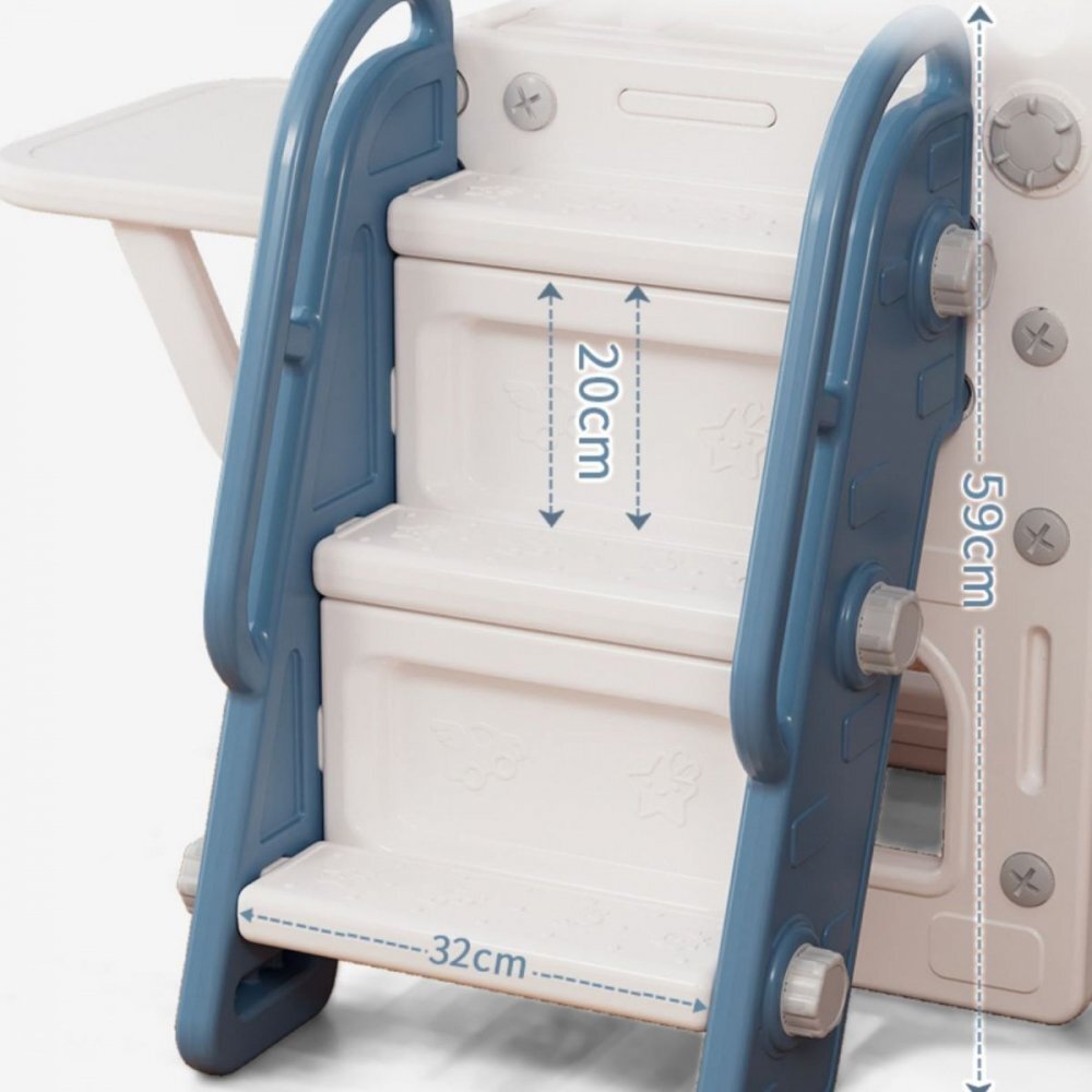 Nichiduta Garden Spatiu de joaca pentru copii 3 in 1 Blue cu platforma tobogan leagan cu bara de protectie detasabila cos de baschet