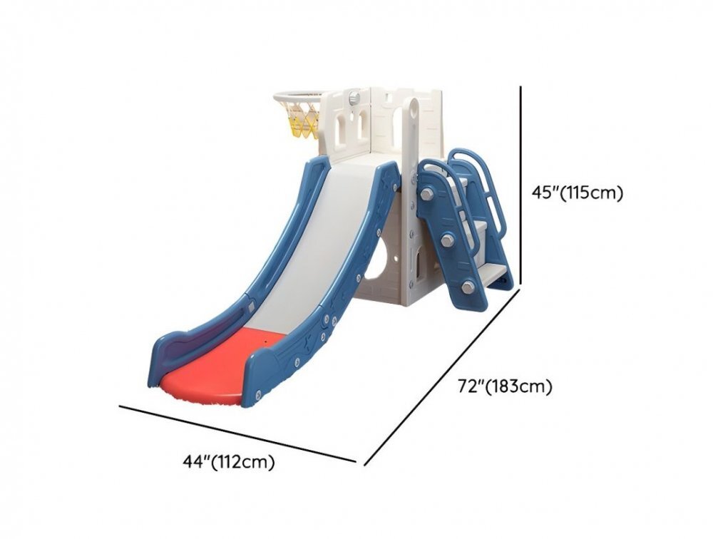 Nichiduta Garden Spatiu de joaca pentru copii 3 in 1 Blue cu platforma tobogan leagan cu bara de protectie detasabila cos de baschet