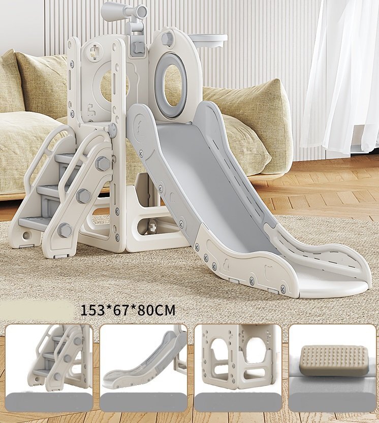 Nichiduta Garden Spatiu de joaca pentru copii Nickron 1 greywhite cu tobogan balustrada de sustinere treptele late dimensiune 153 x 67 x 80 cm