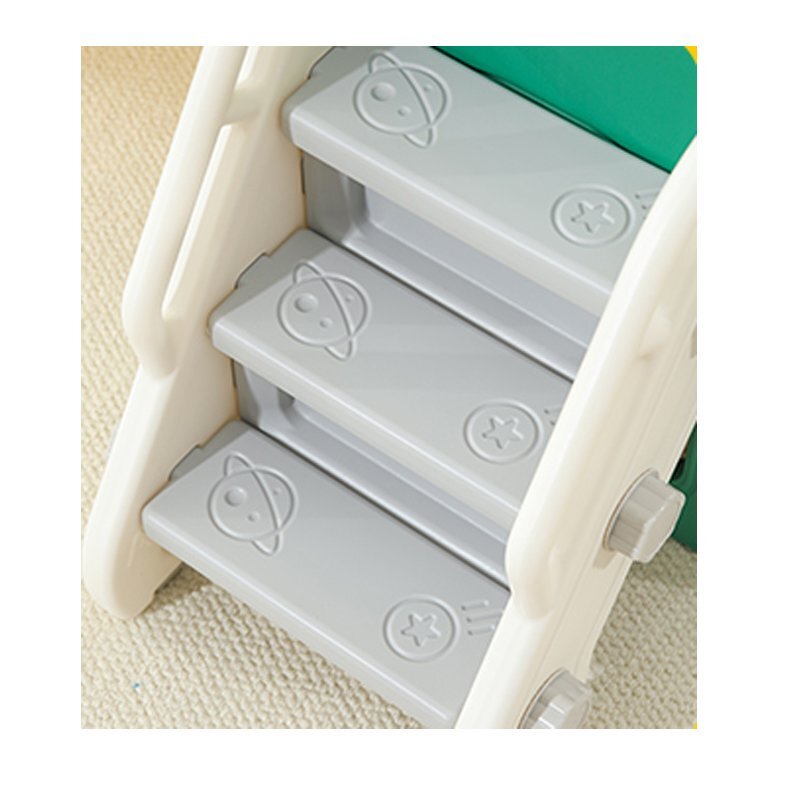 Nichiduta Garden Spatiu de joaca pentru copii Nickron 5 greenwhite Leagan muzical cu masuta scari de acces si tobogan cadru stabil si robust dimensiune 215 x 152 x 110 cm