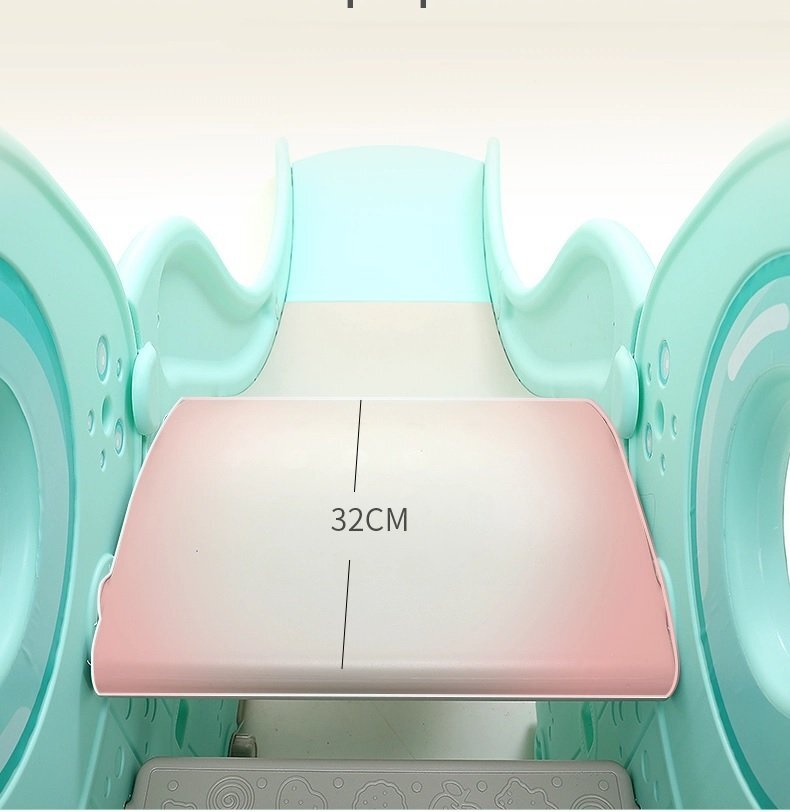 Nichiduta Garden Spatiu de joaca pentru copii Ocean Blue interiorexterior 3in1 cu tobogan leagan cu bara de protectie detasabila si inaltime reglabila jucarie muzicala cos de baschet si minge inclusa