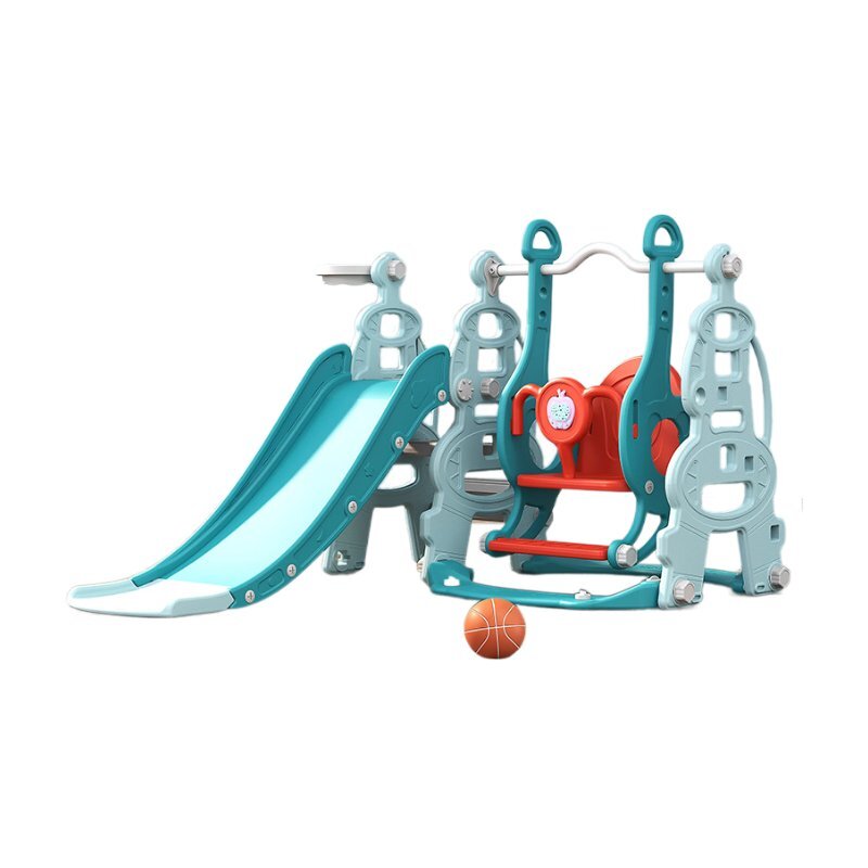 Nichiduta Garden Spatiu de joaca pentru copii Tower Blue interiorexterior 3in1 cu tobogan leagan cu bara de protectie detasabila jucarie muzicala cos de baschet si mingie inclusa