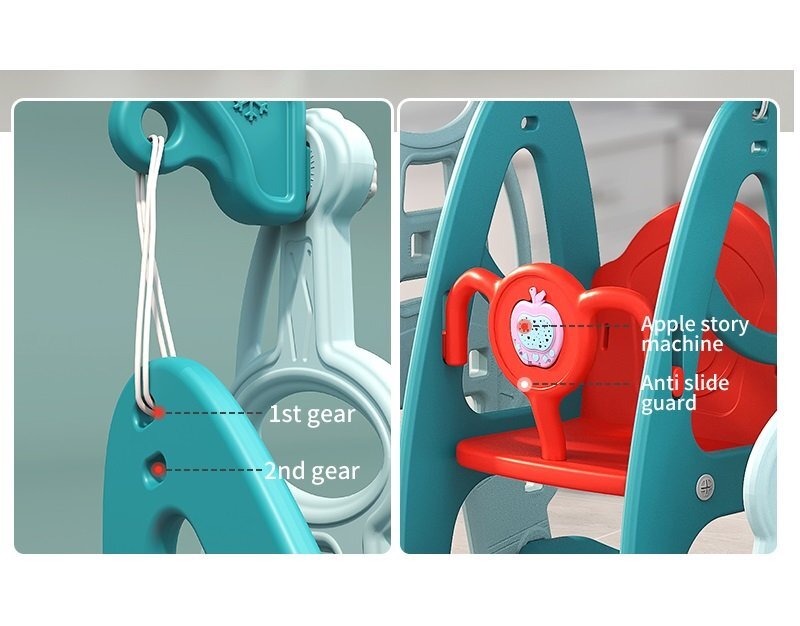 Nichiduta Garden Spatiu de joaca pentru copii Tower Blue interiorexterior 3in1 cu tobogan leagan cu bara de protectie detasabila jucarie muzicala cos de baschet si mingie inclusa