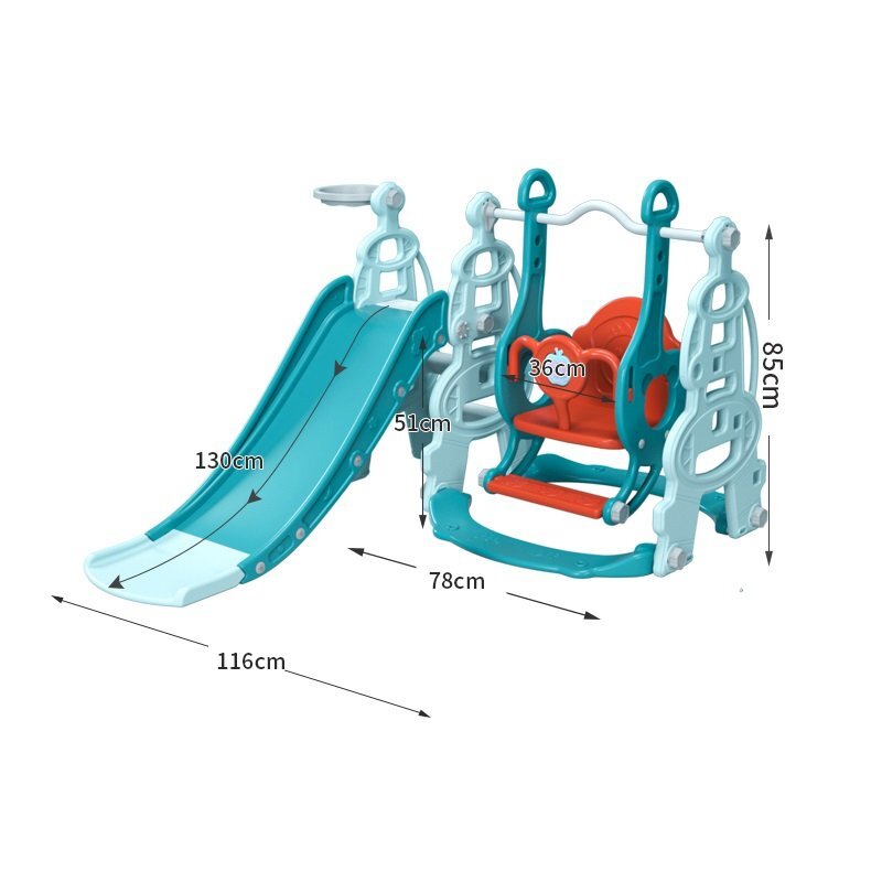 Nichiduta Garden Spatiu de joaca pentru copii Tower Blue interiorexterior 3in1 cu tobogan leagan cu bara de protectie detasabila jucarie muzicala cos de baschet si mingie inclusa