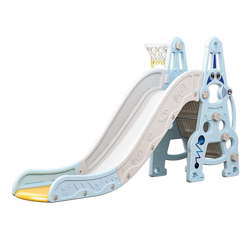Nichiduta Garden Tobogan Astronaut Blue interiorexterior cu margini rotunjite trepte largi protectii laterale inalte si Cos de baschet cu minge inclusa