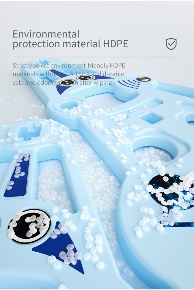 Nichiduta Garden Tobogan Astronaut Blue interiorexterior cu margini rotunjite trepte largi protectii laterale inalte si Cos de baschet cu minge inclusa