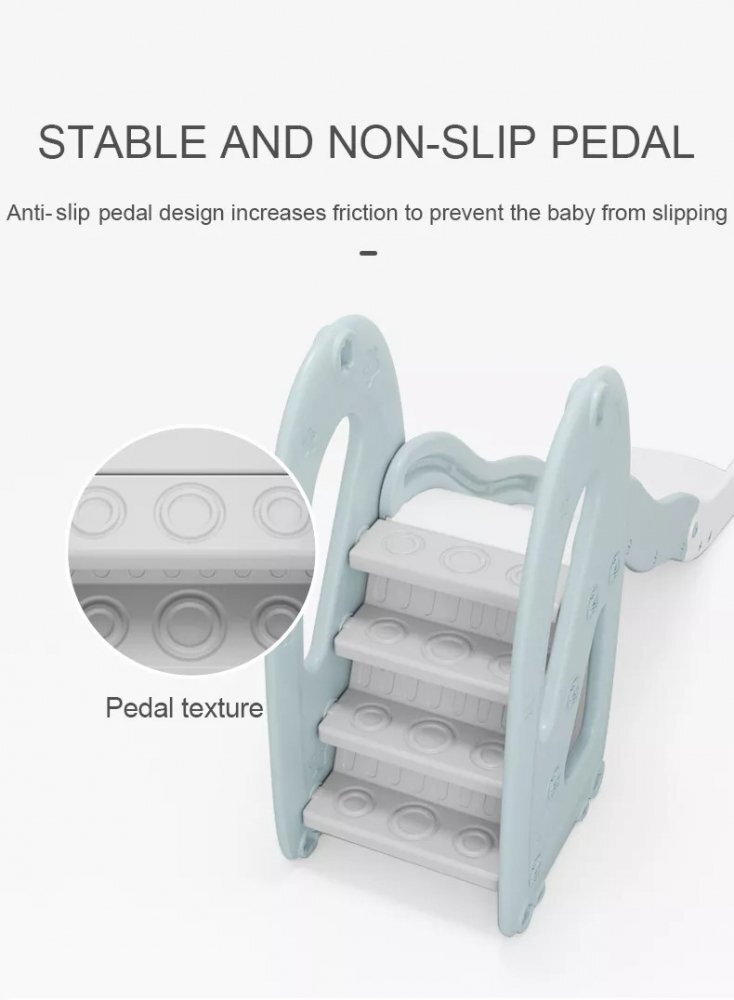 Nichiduta Garden Tobogan Cloud Light Blue 2 in 1 cu Margini rotunjite Trepte late anti-slip Inaltime reglabila Manere si Cos de baschet