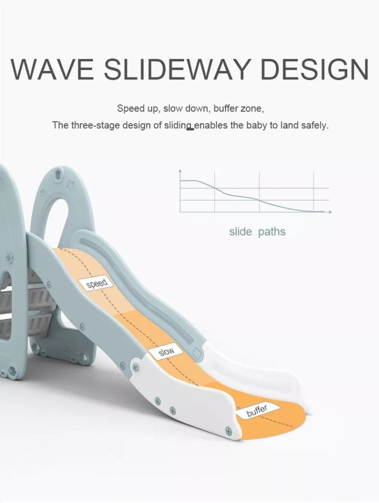 Nichiduta Garden Tobogan Cloud Light Blue 2 in 1 cu Margini rotunjite Trepte late anti-slip Inaltime reglabila Manere si Cos de baschet