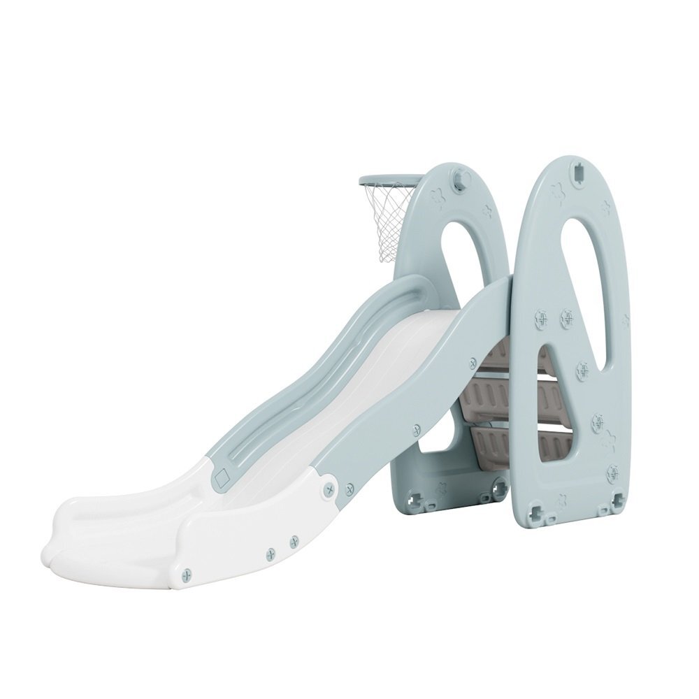 Nichiduta Garden Tobogan Cloud Light Blue 2 in 1 cu Margini rotunjite Trepte late anti-slip Inaltime reglabila Manere si Cos de baschet
