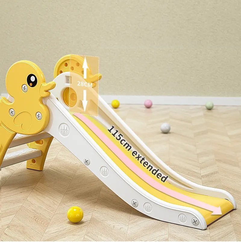 Nichiduta Garden Tobogan Duck Yellow interiorexterior cu margini rotunjite Protectii laterale Lungime panta alunecare 115 cm Varsta 1 an+