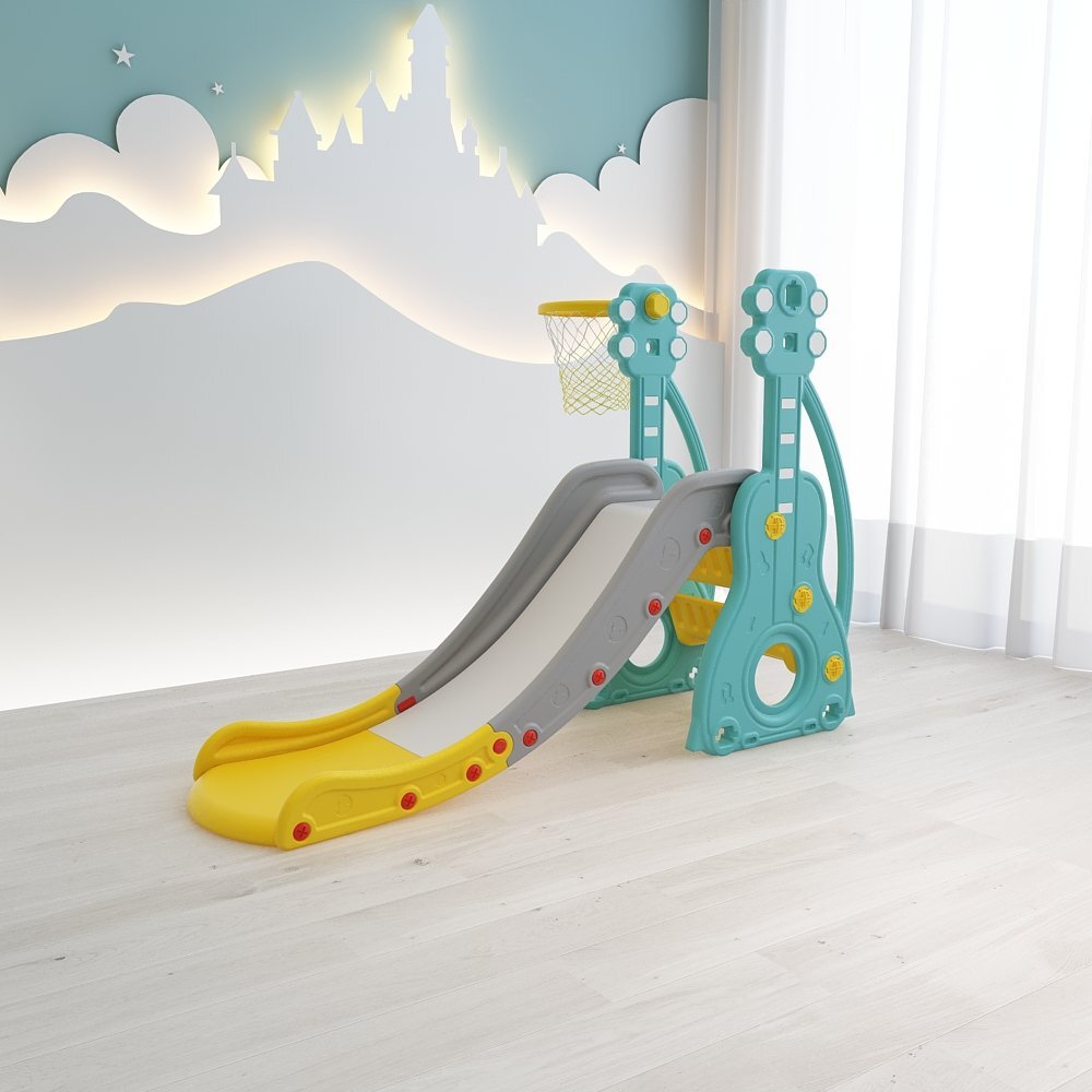 Nichiduta Garden Tobogan Musical 2 in 1 cu cos de baschet cu structura solida margini rotunjite trepte late si manere