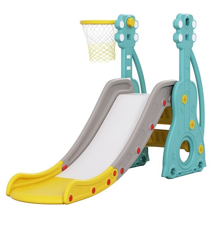 Nichiduta Garden Tobogan Musical 2 in 1 cu cos de baschet cu structura solida margini rotunjite trepte late si manere