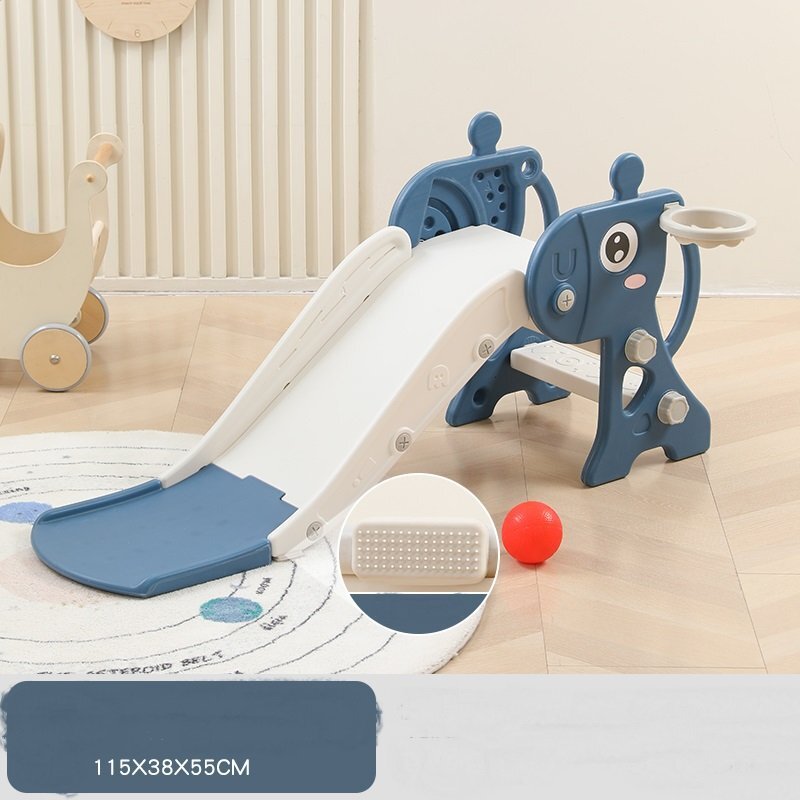 Nichiduta Garden Tobogan pentru copii Deer Blue prevazut cu mini-cos de Baschet scara manere de sustinere design pliabil dimensiune 38 x 115 x 55 cm