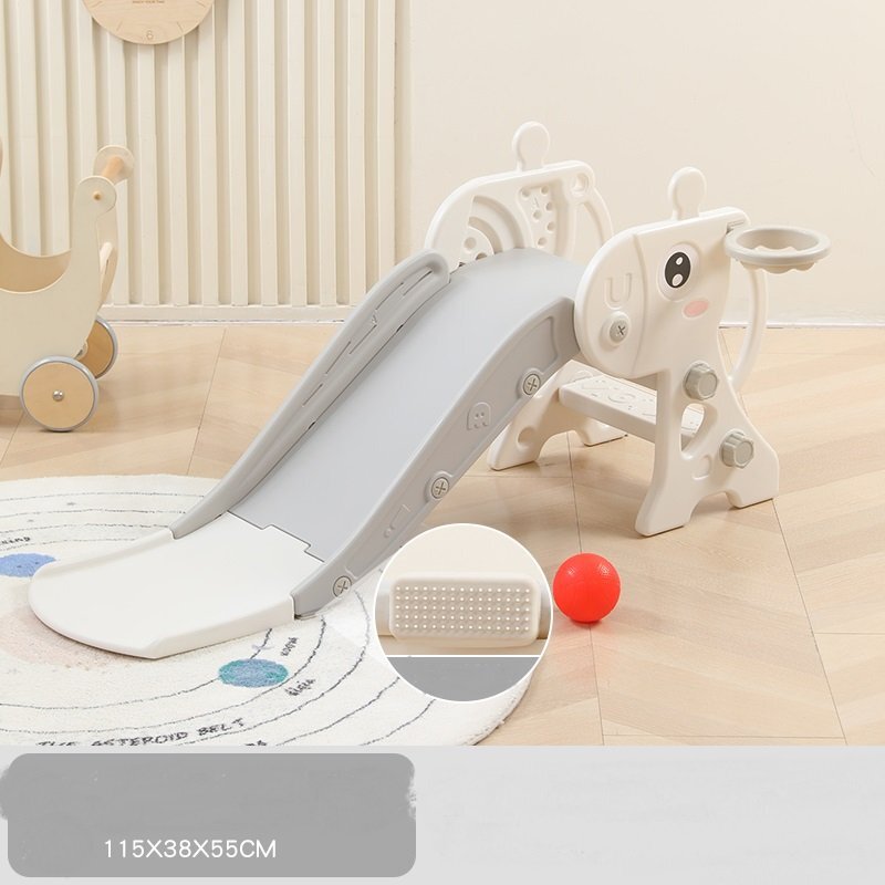 Nichiduta Garden Tobogan pentru copii Deer Grey prevazut cu mini-cos de Baschet scara manere de sustinere design pliabil dimensiune 38 x 115 x 55 cm