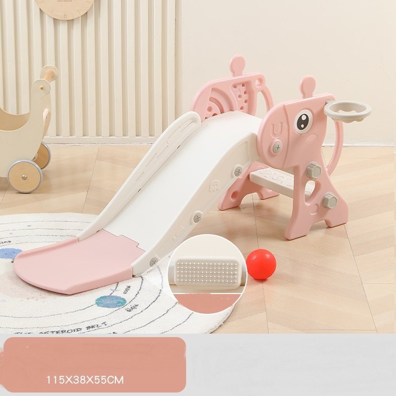 Nichiduta Garden Tobogan pentru copii Deer Pink prevazut cu mini-cos de Baschet scara manere de sustinere design pliabil dimensiune 38 x 115 x 55 cm