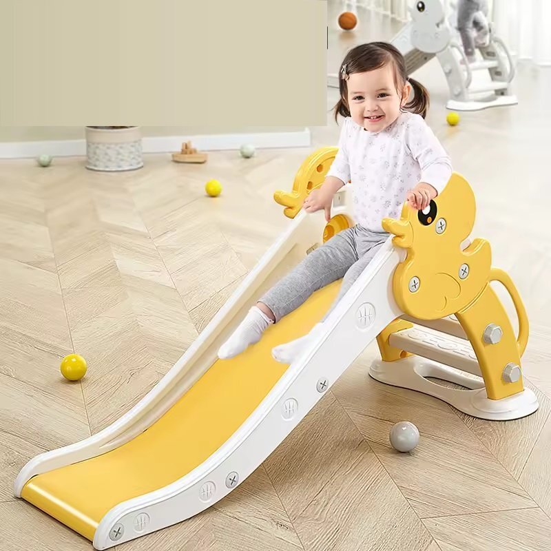 Nichiduta Garden Tobogan pentru copii Duck Yellow cu Margini rotunjite Manere Trepte late Panta de alunecare neteda cu lungime 115 cm