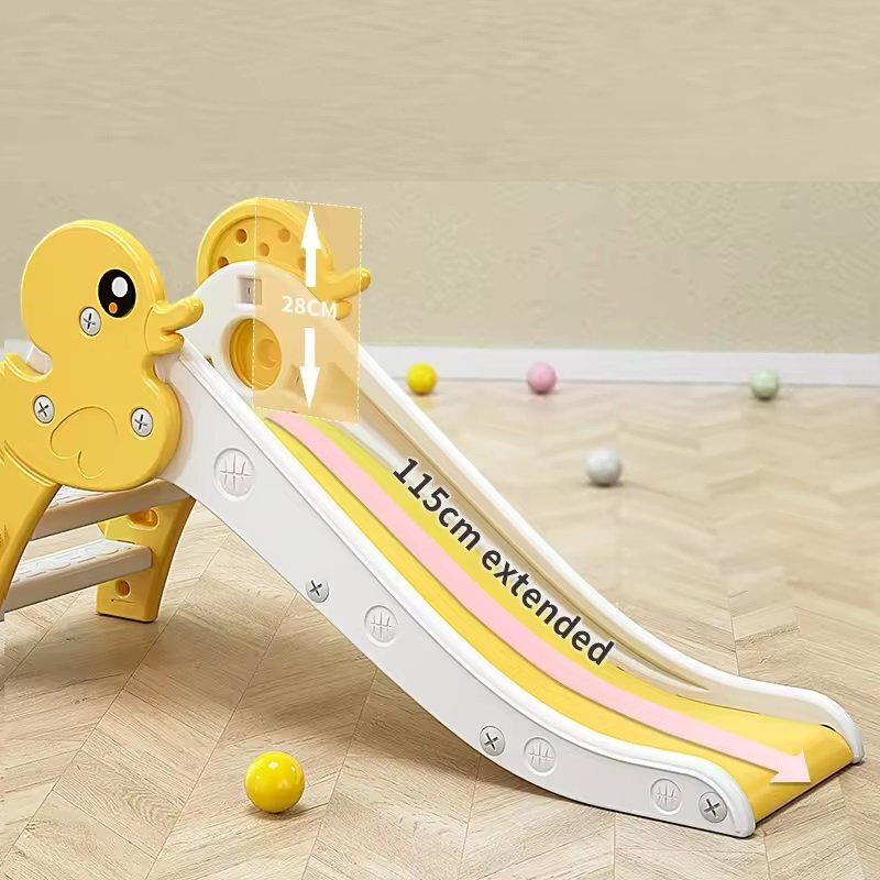 Nichiduta Garden Tobogan pentru copii Duck Yellow cu Margini rotunjite Manere Trepte late Panta de alunecare neteda cu lungime 115 cm