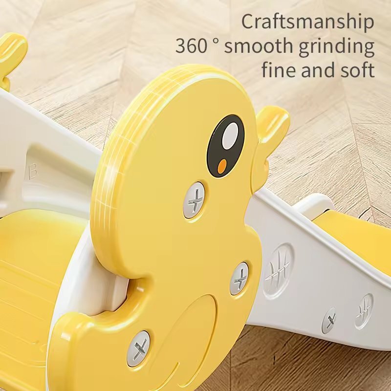 Nichiduta Garden Tobogan pentru copii Duck Yellow cu Margini rotunjite Manere Trepte late Panta de alunecare neteda cu lungime 115 cm