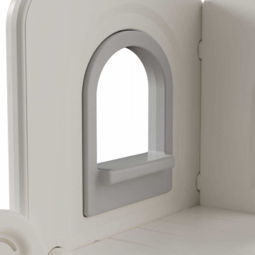 Nichiduta Garden Tobogan pentru copii Sky Bear Grey structura ergonomica cu mini-cos de baschet zona de observare cu telescop integrat scara si manere de sustinere dimensiune 155 x 87 x 69 cm