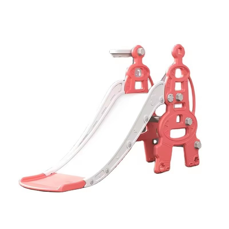 Nichiduta Garden Tobogan pentru copii Tower Red interiorexterior cu Manere si margini rotunjite Cos de baschet si minge Panta alunecare 135 cm