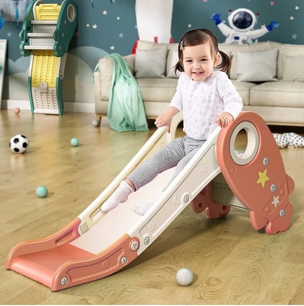 Nichiduta Garden Tobogan pliabil Rocket Star Orange pentru exterior sau interior cu margini rotunjite trepte late manere