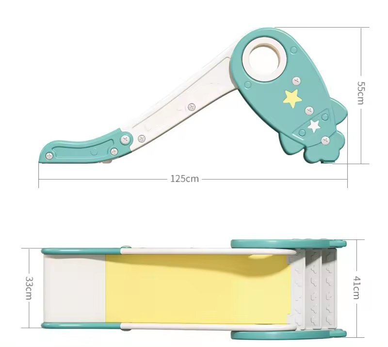 Nichiduta Garden Tobogan pliabil Rocket Star Verde pentru exterior sau interior cu margini rotunjite trepte late manere