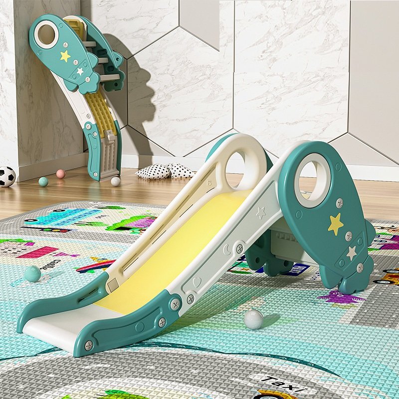 Nichiduta Garden Tobogan pliabil Rocket Star Verde pentru exterior sau interior cu margini rotunjite trepte late manere