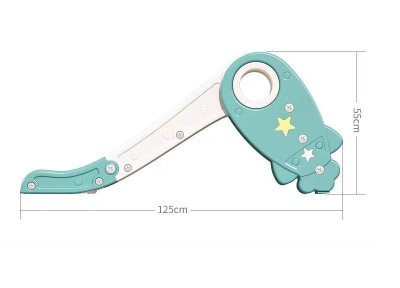 Nichiduta Garden Tobogan pliabil Rocket Star Verde pentru exterior sau interior cu margini rotunjite trepte late manere