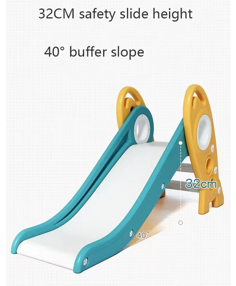 Nichiduta Garden Tobogan Rocket VerdeGalben cu Trepte late Margini rotunjite Manere Lungime panta alunecare 84 cm