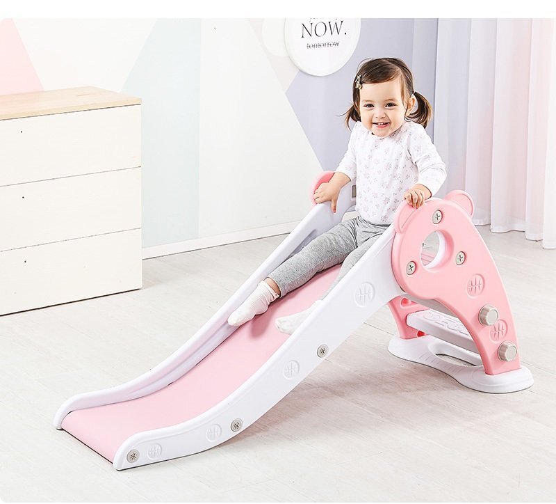 Nichiduta Garden Tobogan Ursulet Roz interiorexterior cu margini rotunjite trepte late protectii laterale inalte greutate maxim admisa 20 kg