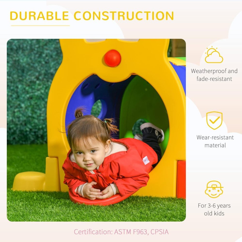 Nichiduta Garden Tunel de joaca pentru copii Omida multicolora design modular cu 4 segmente tubulare robust si sigur dimensiune 195 x 105 x 105 cm