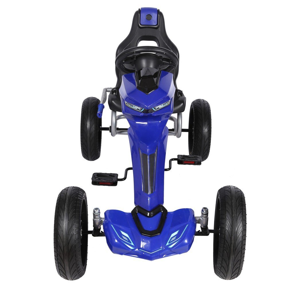 Nichiduta Kart cu pedale pentru copii Go Kart Extreme Blue structura metalica scaun ergonomic si reglabil in 2 pozitii roti EVA dimensiune 122 x 60 x 70 cm