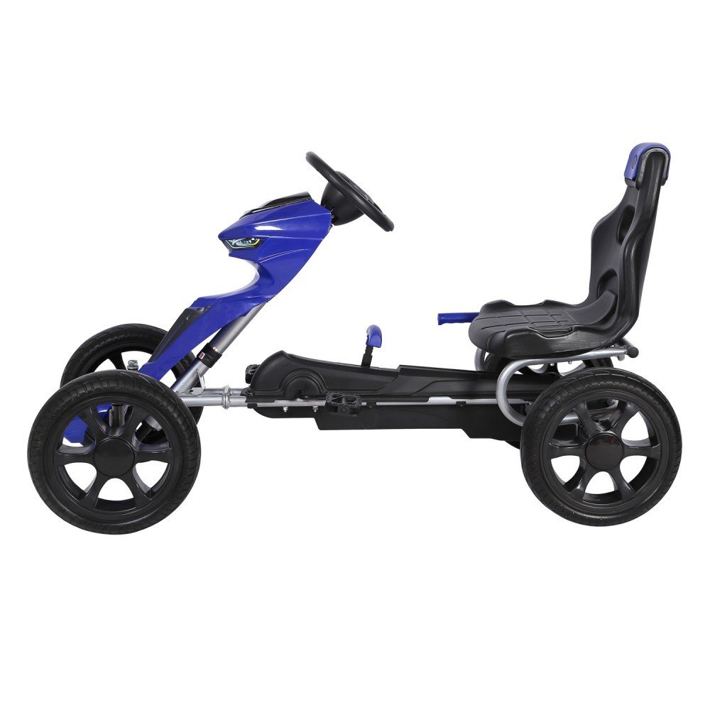 Nichiduta Kart cu pedale pentru copii Go Kart Extreme Blue structura metalica scaun ergonomic si reglabil in 2 pozitii roti EVA dimensiune 122 x 60 x 70 cm